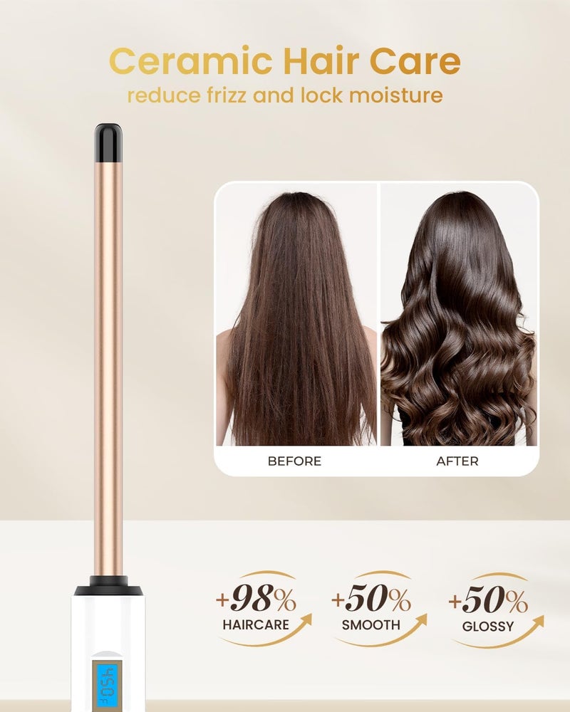 Hoson Small Curling Wand 3/8 Inch, Thin Curling Wand for Short Hair, 9mm Ceramic Long Barrel with Adjustable Temperature - Image 4